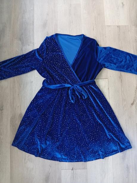 Modré trblietavé šaty xl/xxl, xl
