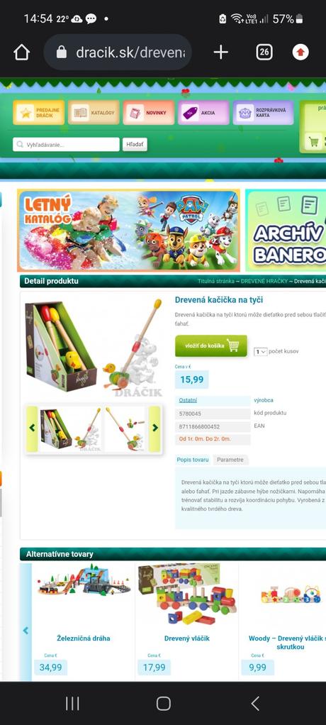 Drevený káčer na tyči, 