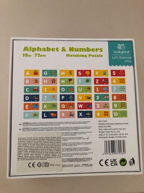 Puzzle abeceda a čísla v angličtine, 