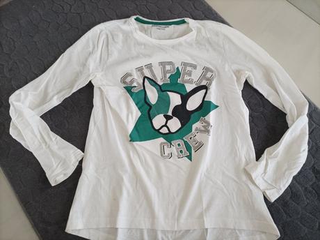 Pekné biele tričko s dlhým rukávom s pitbull, 146