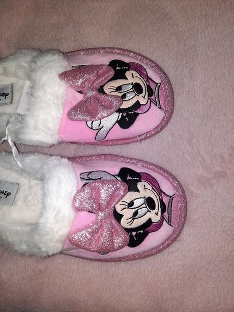 Ružové lesklé domáce papuče minnie mouse 36, primark,36