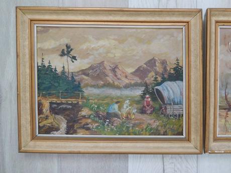Kočovníci-olej na plátne 1952, 38 x 48 cm 2 kusy,