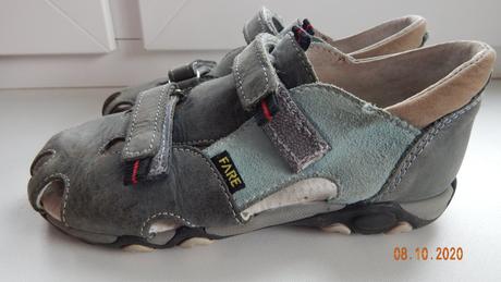 Kožené sedotyrkysove sandalky, fare,29