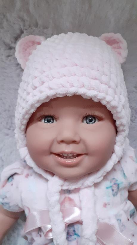 Háčkovaná čiapka s uškami, 50 - 98