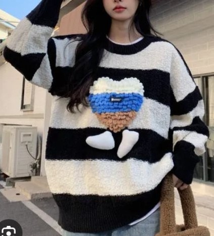 Teplý pletený pulóvrik s aplikáciou italy v. s/m, s