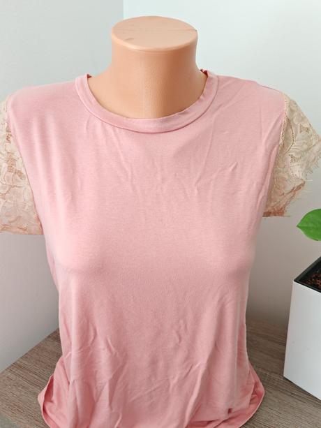 Pudrové ružové tričko krásne m, m