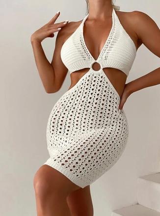 Biele pletené šatocky, s