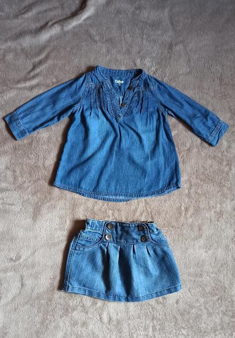 Riflová blúza a suknička cca.80, 68–80