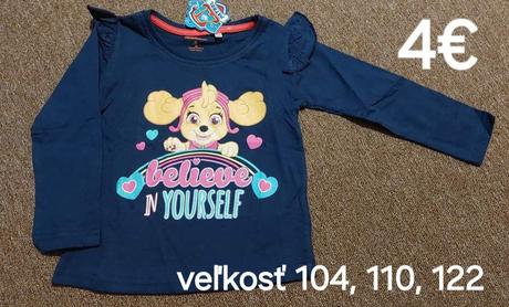 Tričko s dlhým rukávom paw patrol, frozen, minnie., 92 - 164
