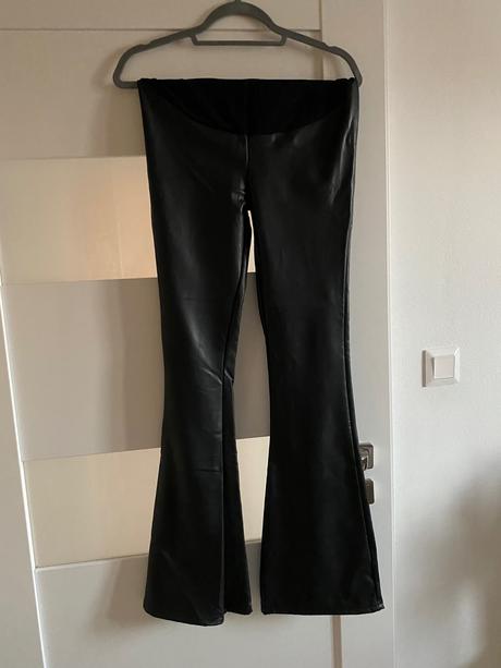 Tehotenské nohavice koženkové, s