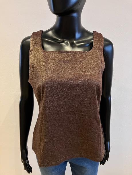 Hnedo-zlatý trblietavý elegantný top,veľk.42/44, tcm,xl
