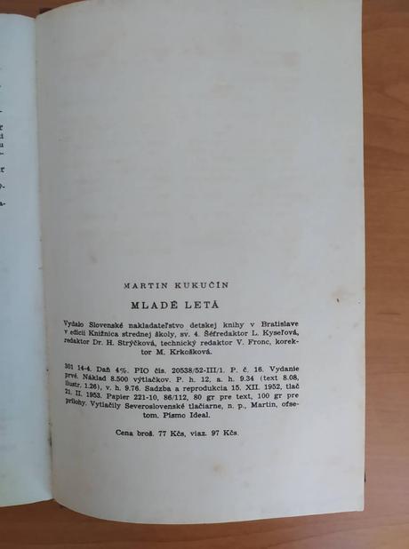 Martin kukučín - mladé letá (1953), 