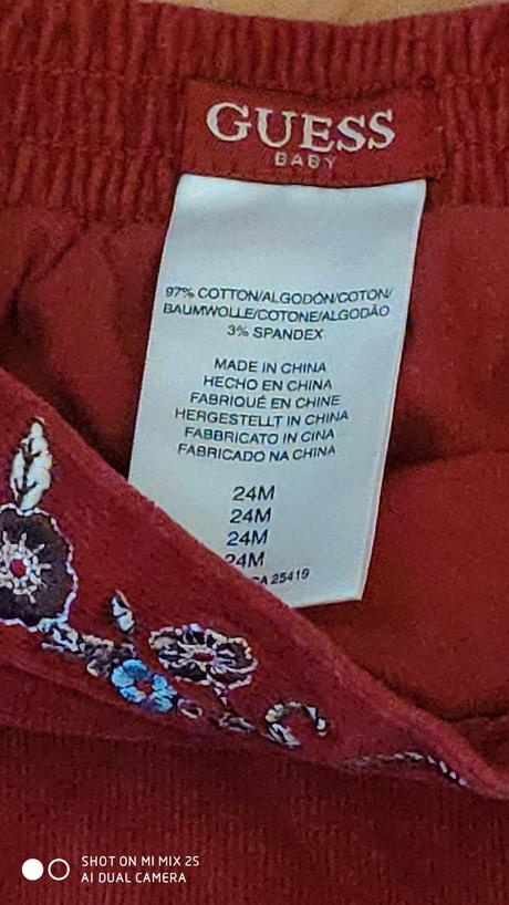 Menčestrová suknička so všitými nohavičķami, guess,92