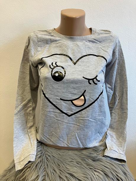 Dievčenská mikina smiley srdiečko, h&m (158-164), h&m,158