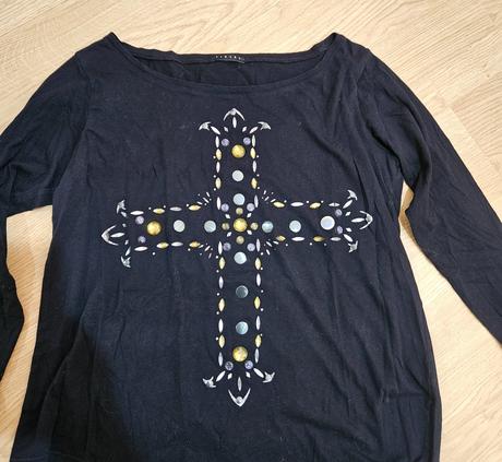 Sisley asymetrické tričko s kamienkami l, sisley,l