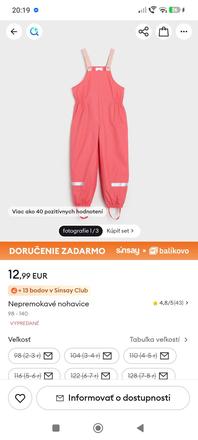 Nepremokavé nohavice 122, 122