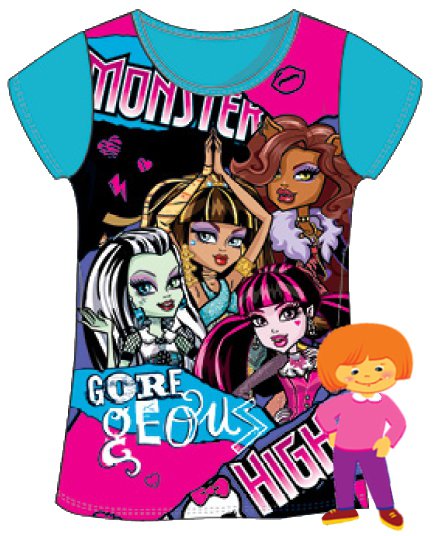 Tričko monster high modré, 128