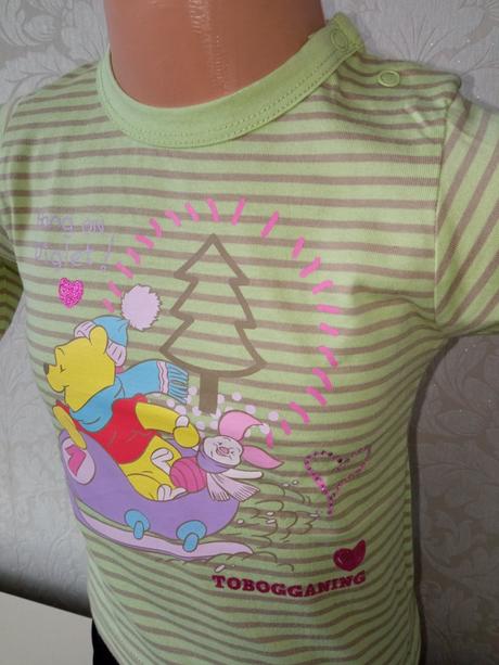Dievčenské pruhované tričko macko pooh 12-18mes., disney,80