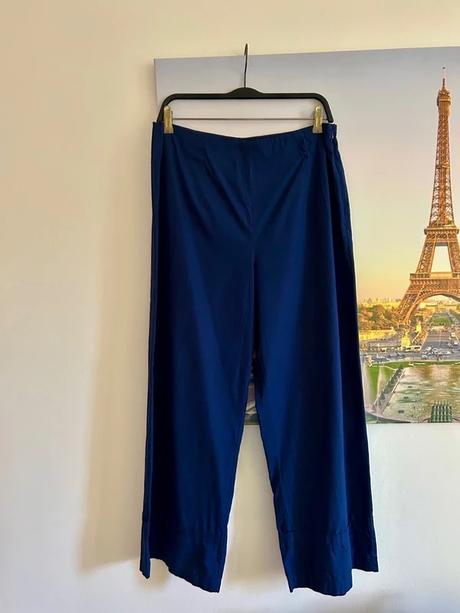 Tmavomodré nohavice bavlna s ľanom zn.mango č.l, mango,l