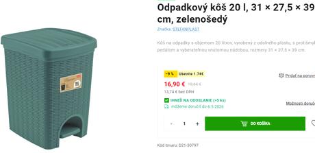 Odpadkový kôš stefanplast 20 l, zelenošedý, 