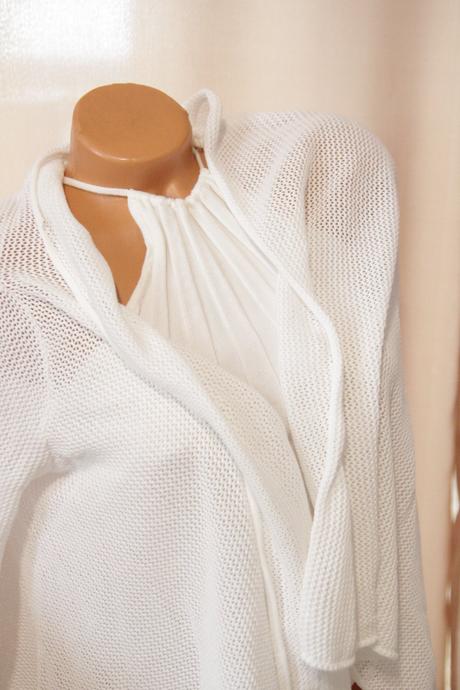 Biely pletený bavlnený kardigan, esprit, s/m, esprit,s