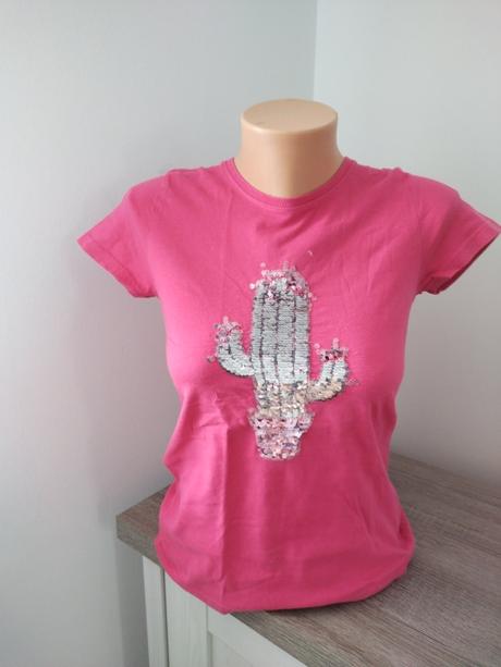 Tričko s menivým kaktusom flitrovaným 146 až xs,