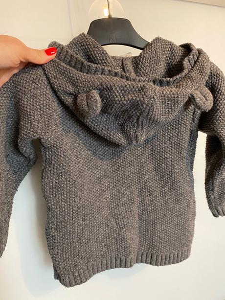 Teply svetrík s kapucnou a uškami, h&m,92