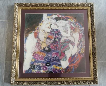 Obraz klimt 79,5 x 79,5 cm, pozlátený rám, 