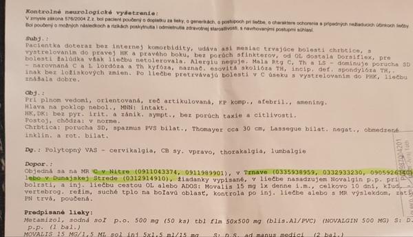 Aké sú moje výsledky z neurologického vyšetrenia?