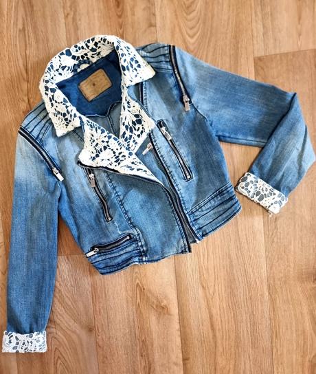 Skratena jeansova bunda, amisu,s