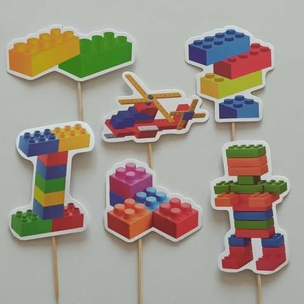 Tortový zápich lego kocky (15ks) - skladom, nv-1, 