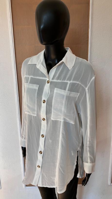 Dámska biela priesvitná blúzka bershka (26), bershka,s