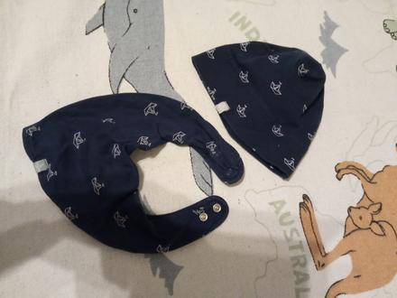 H&m set čiapka a nákrčník podbradník loďky, h&m,68