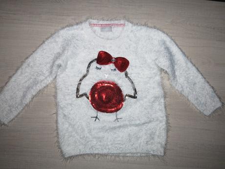 Chlpatý biely pulóvrik s vtáčikom, matalan,122