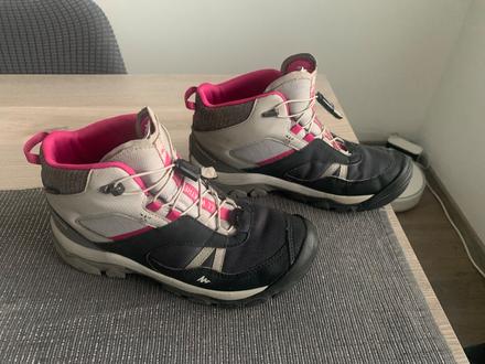 Detská nepremokavá turistická obuv crossrock so šn, quechua,36