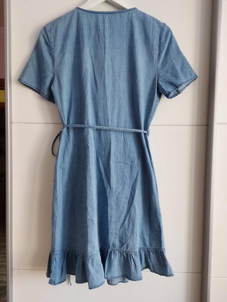 Volánové riflové šaty, s