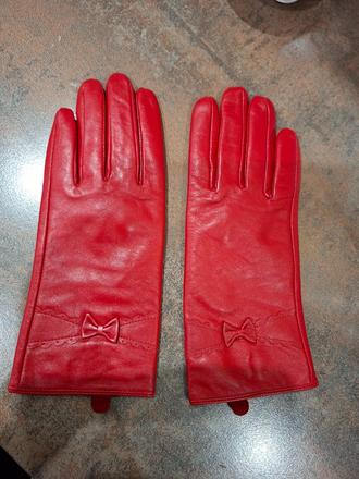 Cervene kozene rukavice, s