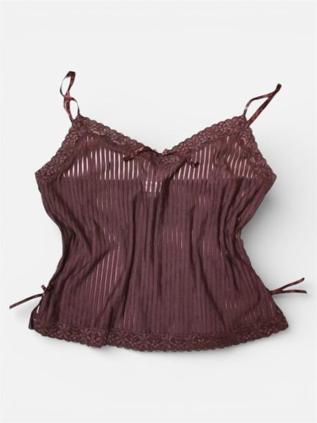 Dámske fialové tielko s čipkou a mašľami, m