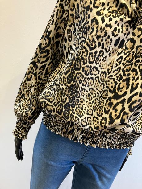 Dámska blúzka s leopardím vzorom a mašľou (uni),
