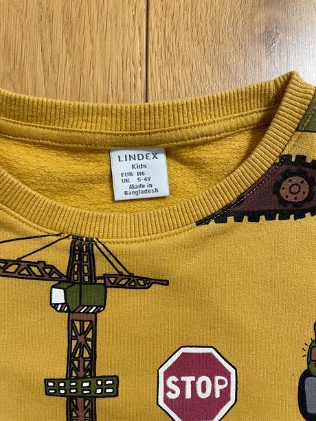 Lindex mikina 116 so stavebnými strojmi, lindex,116