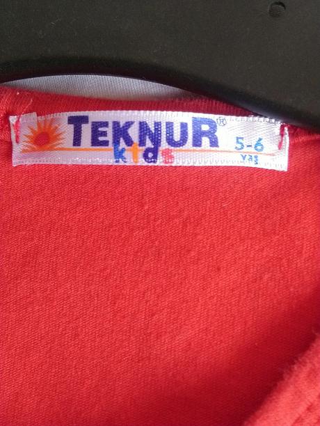 Červené elastické tričko, motív, teknur, 110-116, 116