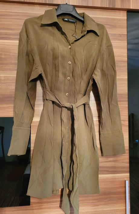 Kaki zelené košelové šaty, zara,xs