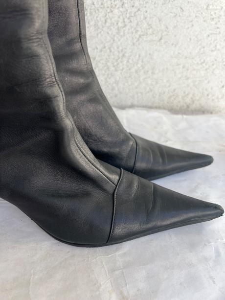 Kozene talianske vysoke cizmy kozacky z pravej koz, 38