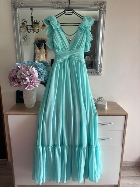 Mentolové spoločenské šaty, xs