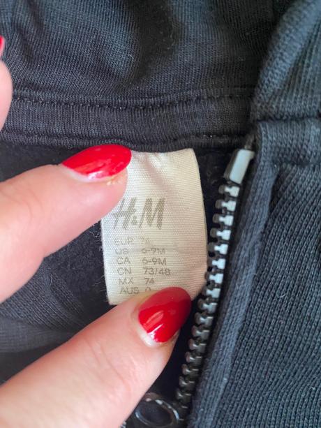 H&m čierna mikina na zips od 6 mesiacov, h&m,74