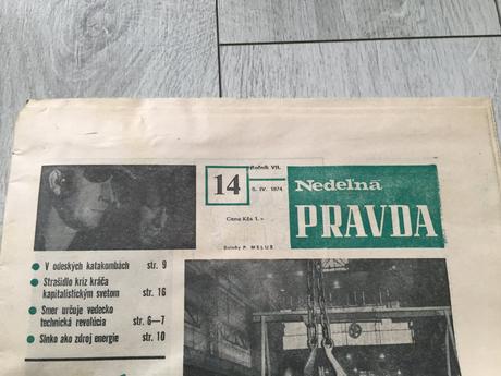 Stare noviny nedelna pravda 14, 5.4. 1974, 