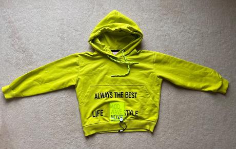 Krikľavo žltá mikina cropp top, 122