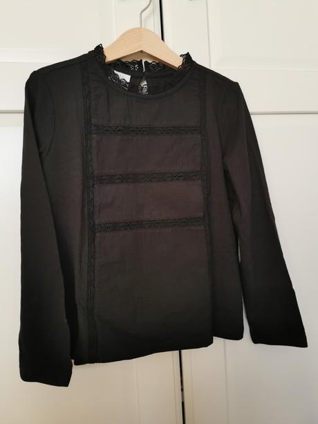 Čierny bavlnený top s čipkou zara, zara,122