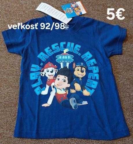 Tričko paw patrol, mickey, spiderman, cars, 92 - 134