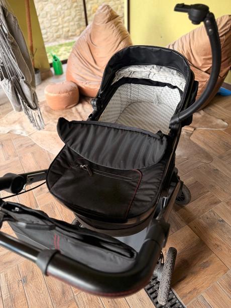 Luxusný kočík hartan amg v čiernej farbe s červený, hartan,hartan amg